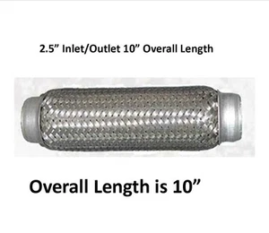 Double Braid Exhaust Flex Tube Coupling Stainless Brand New 2 1/2" X 10" - Picture 1 of 1