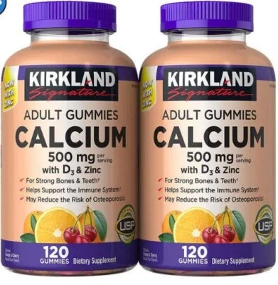 Kirkland Signature Calcio 500 mg con D3, 240 gomitas para adultos Foto 1 de 2