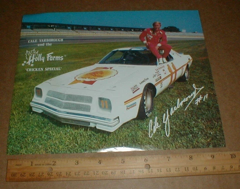 Vtg Cale Yarborough Holly Farms Chicken NASCAR race car racing postcard Handout Cover