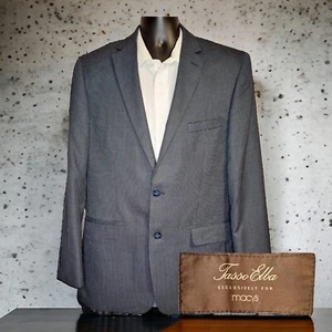 Tasso Elba Sport Coat Blazer Mens 42L Blue Gray Houndstooth - Picture 1 of 10