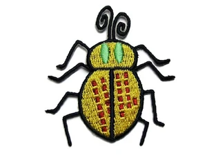 Gelb grün rot Käfer Käfer bestickt Bügelbild Patch Applikation 2 Zoll - Bild 1 von 1