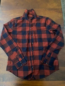 Women's Long Sleeve Plaid Button Up Shirt Size Small Red Black Preown - Picture 1 of 9