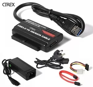 USB 3.0 to IDE SATA Converter Adapter Hard Drive 2.5" 3.5" HDD SSD Power Adapter - Picture 1 of 11