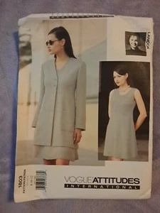 Dress Jacket Size 8-12 Vogue V1803 Attitudes Odile Lançon Uncut Sewing Pattern - Picture 1 of 3