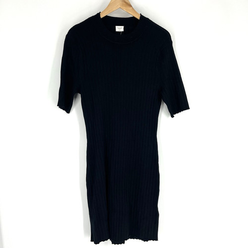 VALENTINO Abito Abercrombie & Fitch taglia XL donna nero bodycon maglia a costine tubino elasticizzato