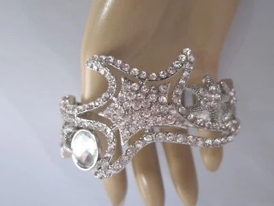 Damen Strass Armspange Armreif Armband Statement Silber Kristall XL Seestern NEU - Bild 1 von 4