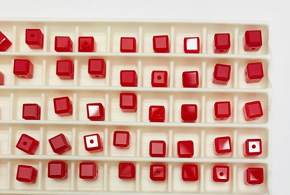Factory Package Vintage Swarovski® Crystal Cube Beads #5601- 4mm -DARK RED CORAL - Image 1 of 4