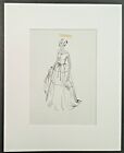 1950s Pen & Ink Advertising Art - Woman in Gown by Barbara Crist