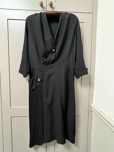 1940s Black Crepe Day Dress Size 14/16 - Picture 1 of 16