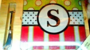 CYPRESS HOME monogram " S " ( on tray and top of spreader ) serving tray set - Picture 1 of 5