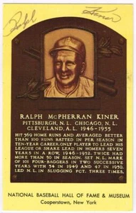 066, Original Autograph of Ralph Kiner (4), HOF Plaque Postcard, Pirates - Picture 1 of 3