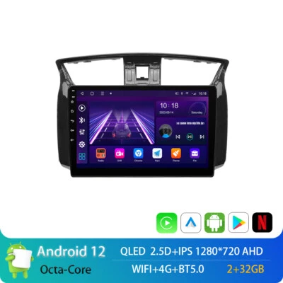 Radio estéreo para automóvil 10,1"2+32 Android 12 para Nissan-Sentra negra SV 2012~15 GPS DSP Foto 1 de 4