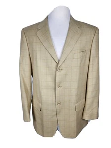 Luca Rossi Mens 42R Tan Check Superior 150's Fabric Sport Coat S20 - Picture 1 of 24