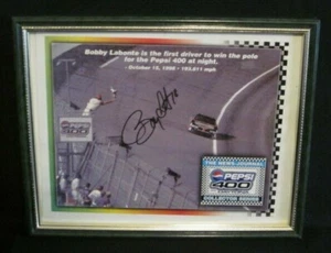 BOBBY LABONTE NASCAR SIGNED PEPSI 400 AT DAYTONA MINI POSTER FRAMED COA - Picture 1 of 2