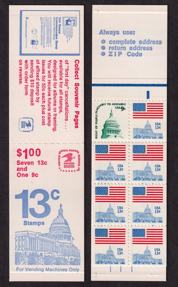 1977 Flag over Capital booklet Sc BK132 MNH (1 pane 1623Bc perf 10X9.75) CV $18 - Image 1 of 1