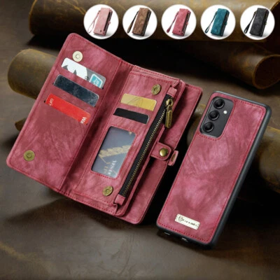 Removable Leather Wallet Case Zip Card Flip Cover for Samsung A12/A32/A52/A72 - Image 1 of 4
