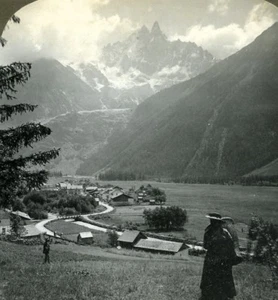 Switzerland Valley of Chamonix Panorama Old Stereo Photo Stereoview ASC 1900 - Picture 1 of 3