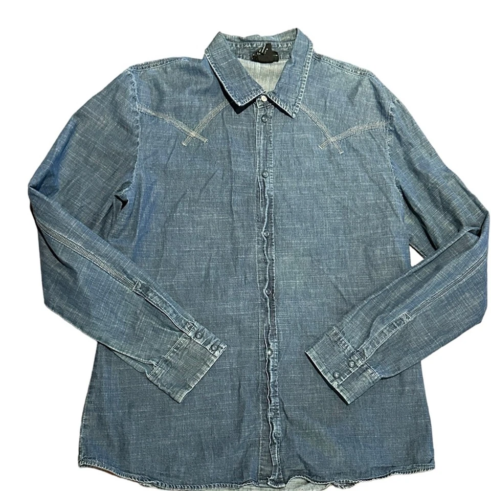 Camisa Diesel Para Hombres XL Algodón Denim Estilo Occidental Manga Larga con Cierre a Presión Foto 1 de 4