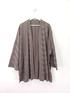 Oska Jacket Size 2 UK 12 14 Brown Chevron 100% Linen Relaxed Open Front Kimono - Picture 1 of 12