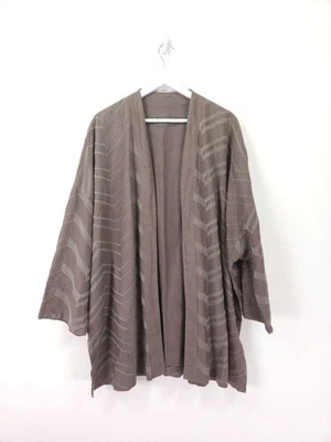 Oska Jacket Size 2 UK 12 14 Brown Chevron 100% Linen Relaxed Open Front Kimono - Image 1 of 4