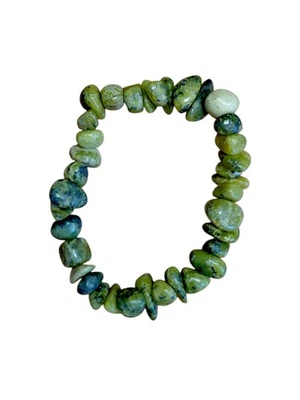 Lizardit, Serpentin aus Norwegen - Chip Gummiarmband  - Bild 1 von 4