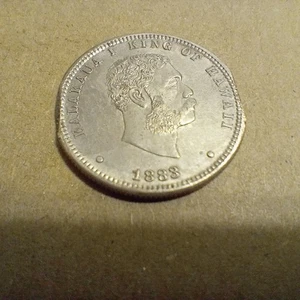 1883 HAWAII QUARTER * AU+ DETAILS * RIM CUTS * GENUINE - Picture 1 of 4