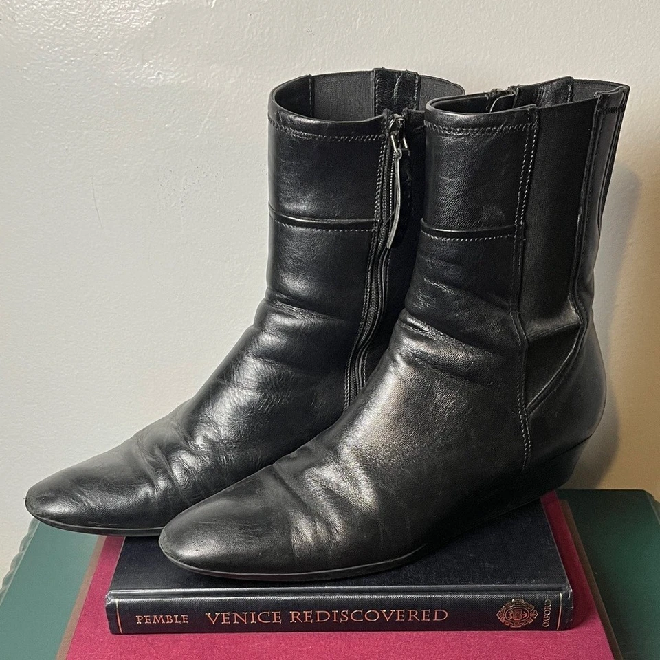 Botines deportivos Prada de cuero negro con tacón de cuña cómodos para mujer talla 38 1/2 Foto 1 de 4