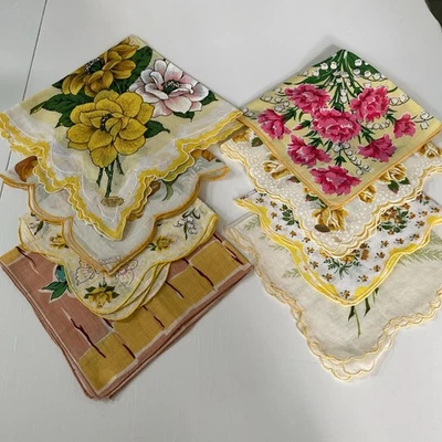 ВИНТАЖНЫЕ НОСОВЫЕ ПЛАТКИ HANKIES — ЛОТ ИЗ 8 ШТРИХОВ СОЛНЕЧНОГО ЖЕЛТОГО - Изображение 1 из 4