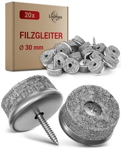 LouMaxx Set di 20 feltrini per sedia con viti Ø 30 mm - feltrini per sedie e m - Foto 1 di 7