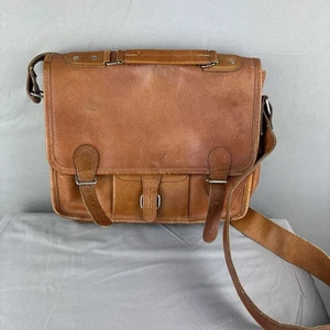 Scaramanga Leder Umhängetasche Messenger Bag Used-Look langer Riemen Schnallen Taschen - Bild 1 von 13