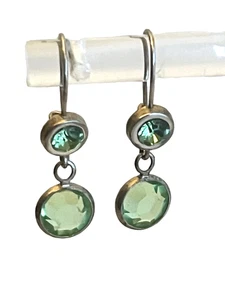 Sterling Silver Peridot Tiny Dangle Earrings - Picture 1 of 5