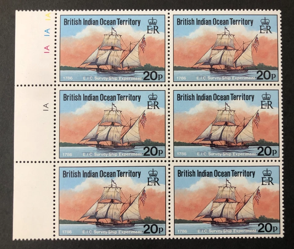 TERRITORIO BRITÁNICO DEL OCÉANO INDIO 1991 BARCOS VISITANTES SG115 MNH BLOQUE DE 6 CAT £9 Foto 1 de 1