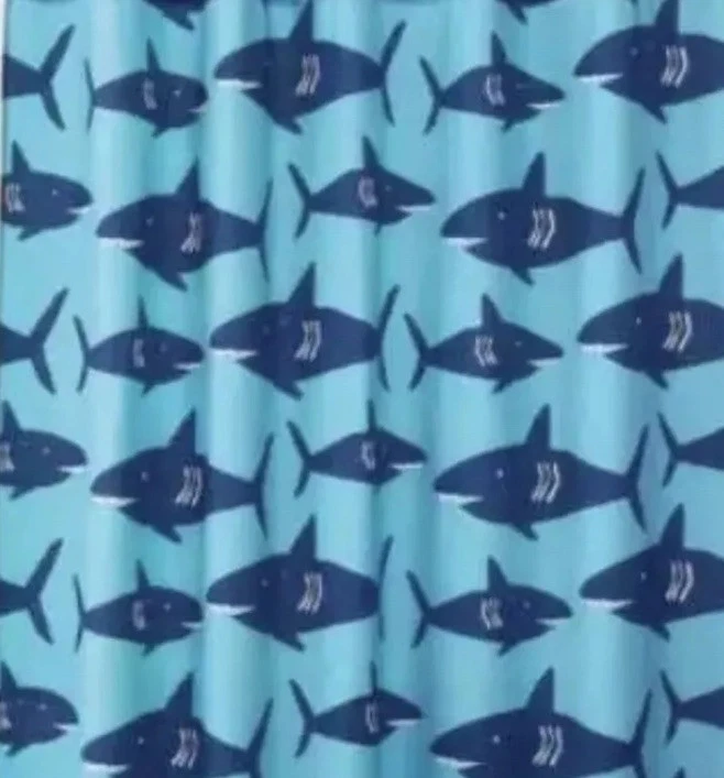 Cortina de ducha social Pillowfort Shark USADA Foto 1 de 4