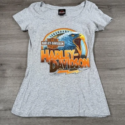 Camisa Harley-Davidson Mujer Pequeña Gris Legendary Eagle Gráfico Silverton CO Foto 1 de 4