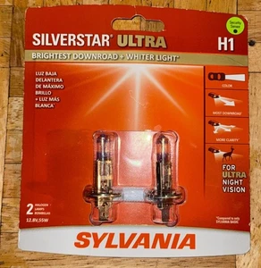 Sylvania SilverStar Ultra H1 Brightest Halogen Headlight 2 Bulbs H1SU.BP2*New - Foto 1 di 1