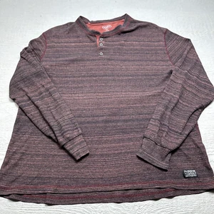 Flag & Anthem Henley Shirt Mens 2XL Purple Waffle Knit Thermal Stretch Long Slee - Picture 1 of 10