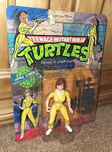 TURTLE-TASTIC Playmates 1988 TMNT April O'Neil Blue Stripe Unpunched 10-Back MOC - Picture 1 of 6