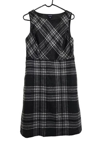 Lands’ End Size 10 Gray Plaid Wool Blend Dress Pockets Dark Academia Preppy - Picture 1 of 4