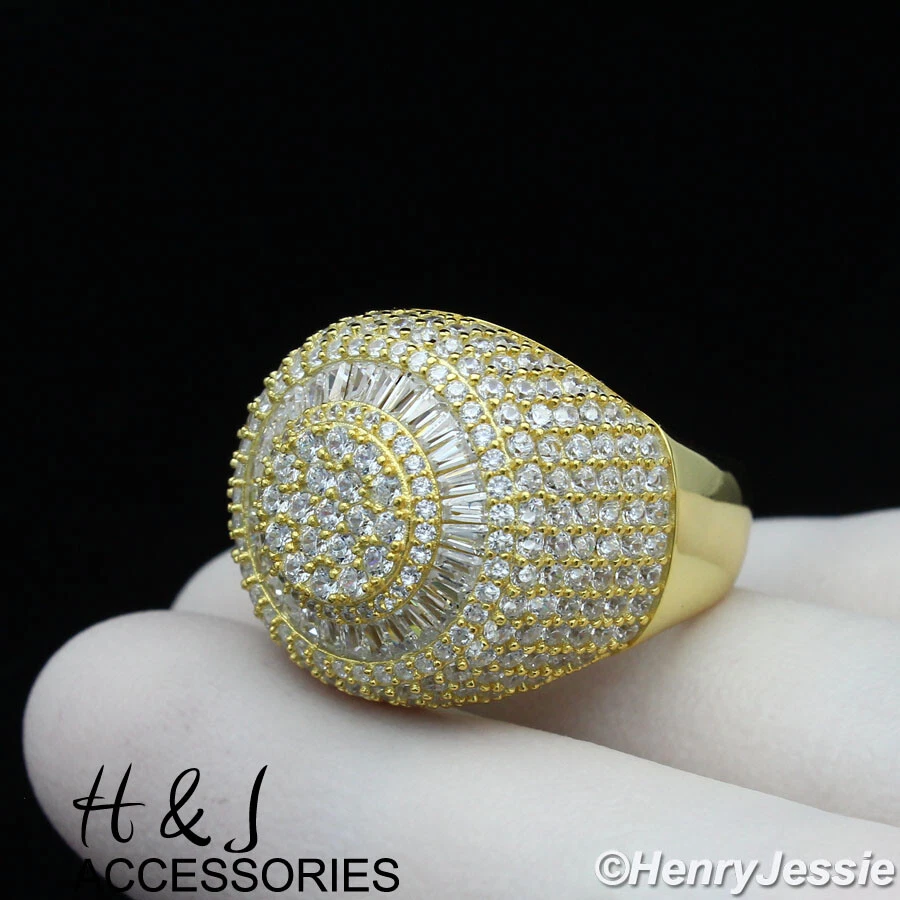 ANILLO REDONDO HOMBRE PLATA ESTERLINA 925 ICY BLING CIRCONITA CHAPADO EN ORO/PLATA 3D*ASR176 Foto 1 de 1