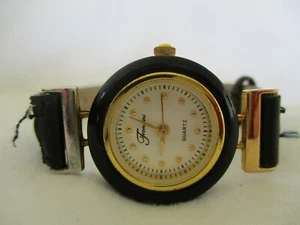 Reloj de pulsera Fondini Swiss Parts con hebilla negra cara redonda blanco tono dorado - Imagen 1 de 12