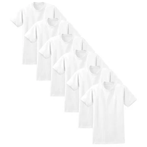 6 Pack Men's Short Sleeve 100% Cotton Crew Neck T Shirt 4XL Big Bright Whites - Picture 1 of 6