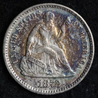 1872 Seated Liberty Silver Half Dime CHOICE UNC TONER E180 JCEM - Image 1 of 2