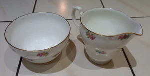 ADDERLEY FINE BONE CHINA MILK JUG AND SUGAR BOWL, FLORAL DESIGN F43 - Picture 1 of 3