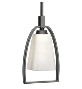 Progress Lighting, Espresso Bronze Mini Modern Cage Pendant | Etched Glass Shade - Picture 1 of 3