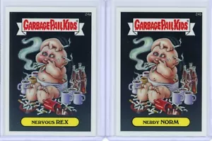 2013 Garbage Pail Kids cromo OS1 NERVOS REX y Nerdy Norm conjunto base de tarjetas 24A/B - Imagen 1 de 1