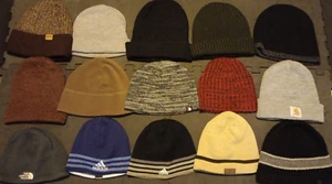 Lot Of 15 OSFA Beanies Hats Caps North Face Adidas Levis Carhartt Etc - Picture 1 of 18