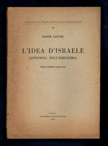 Original 1951 Booklet L'IDEA D'ISRAELE by Dante Lattes (APOLOGIA DELL'EBRAISMO) - Picture 1 of 1