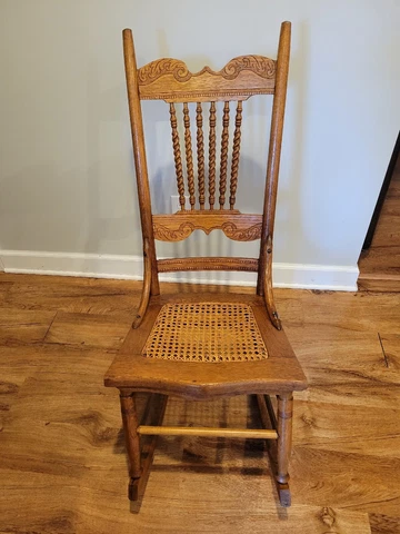Antique Walnut Wood Rocking Chair With Caned Seating. Local Pick Up Only Cover