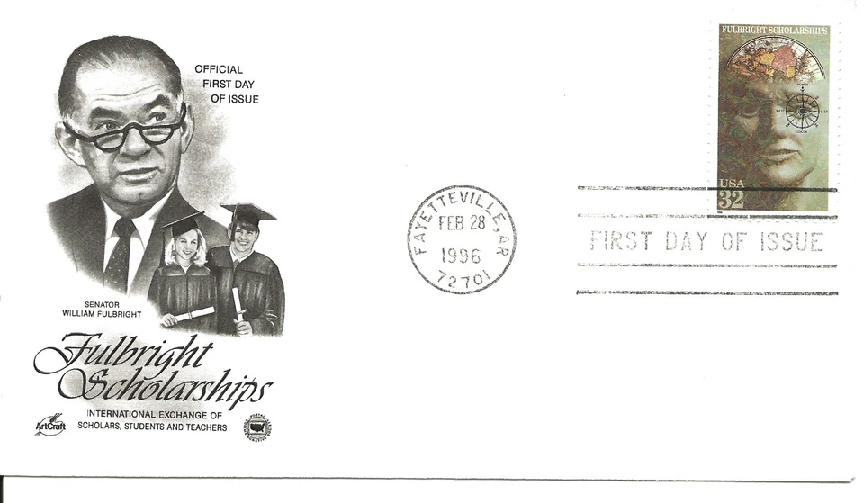 US Scott #3065, First Day Cover 2/28/96 Fayetteville Single Fulbright - Image 1 of 1