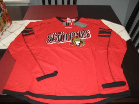 MENS Ottawa Senators Reebok FACE OFF NHL Red Team Jersey Long Sleeve T-Shirt XL Cover